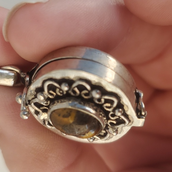 New Iron Tiger Eye Silver Poison Locket Pendant. - Picture 2 of 8